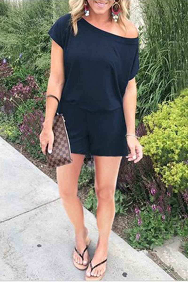 Mono informal liso con parches de un solo hombro y corte recto (4 colores)