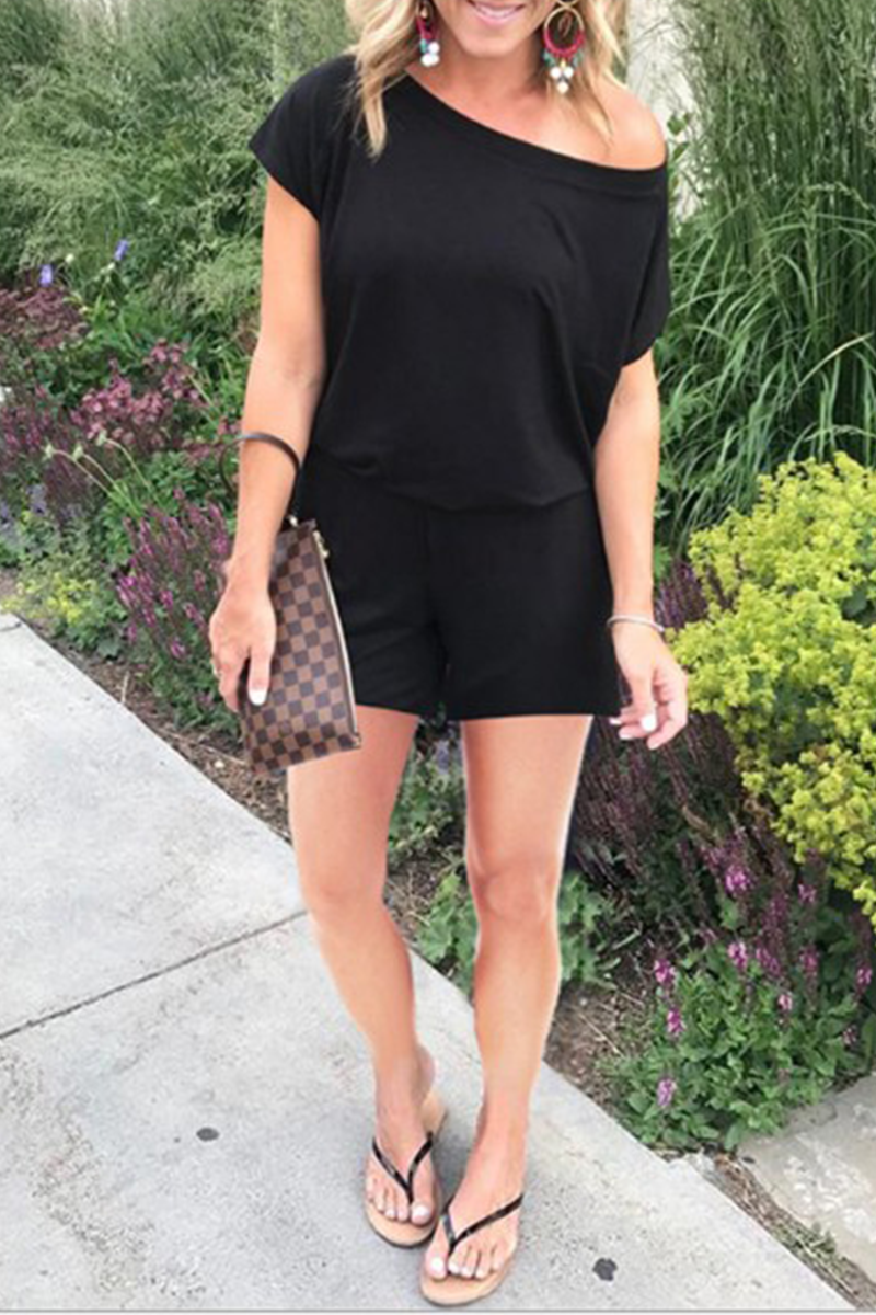 Mono informal liso con parches de un solo hombro y corte recto (4 colores)