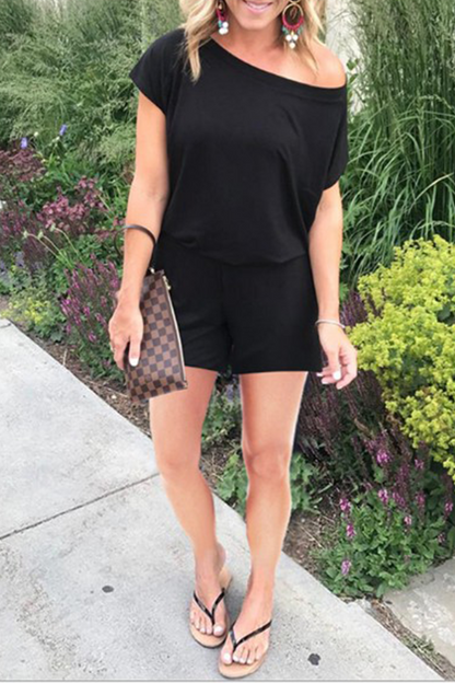 Mono informal liso con parches de un solo hombro y corte recto (4 colores)