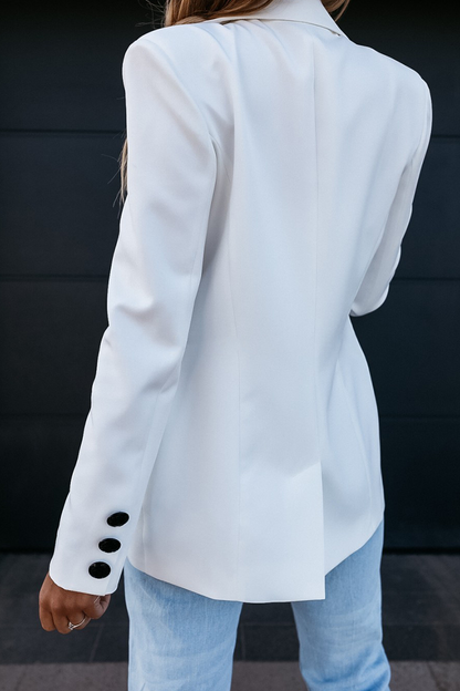 Elegante prenda exterior con botones lisos y cuello vuelto (10 colores)