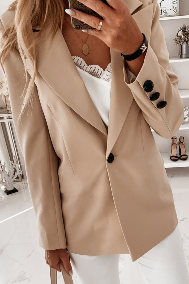 Elegante prenda exterior con botones lisos y cuello vuelto (10 colores)