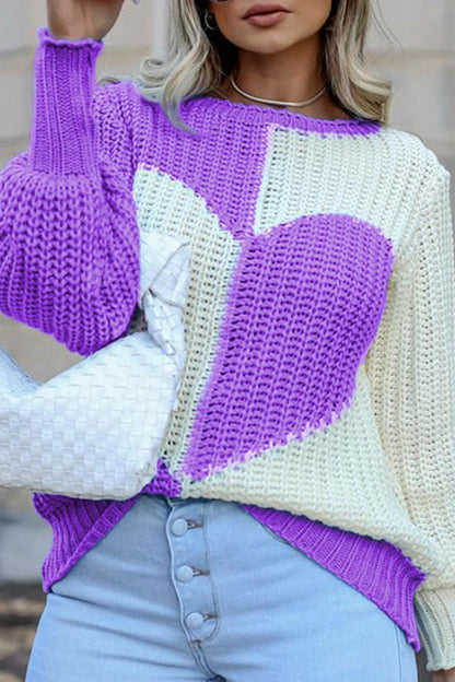 Tops casuales de moda con cuello redondo y patchwork