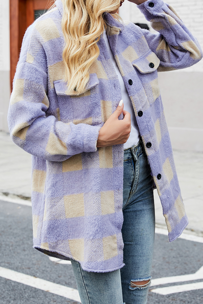Blusa elegante de cuello vuelto con hebilla a cuadros a la moda (3 colores)