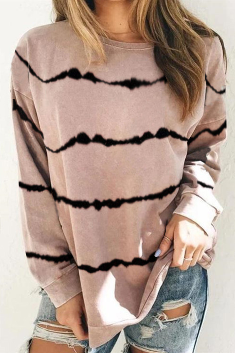 Tops casuales de rayas con abertura en la parte superior básica con cuello redondo (9 colores)