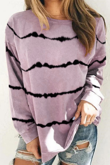 Tops casuales de rayas con abertura en la parte superior básica con cuello redondo (9 colores)