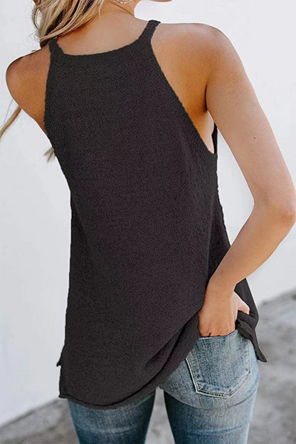 Tops casuales de cuello halter con parches sólidos
