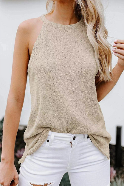 Tops casuales de cuello halter con parches sólidos