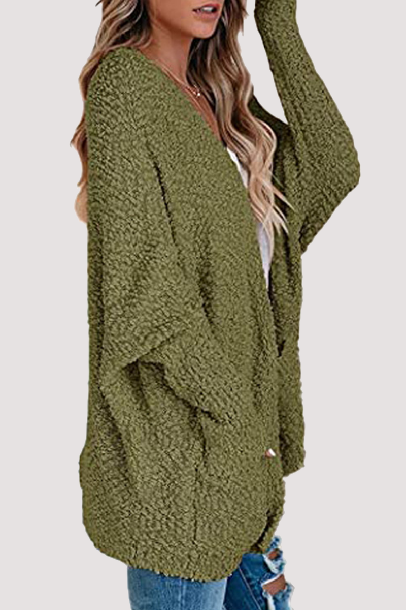 Suéter casual con cuello en V y bolsillos sólidos (8 colores)