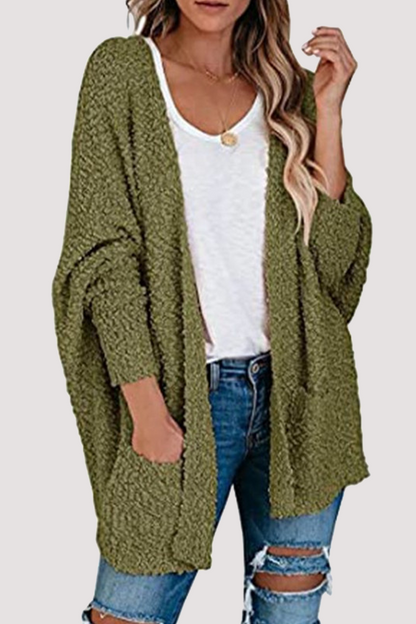 Suéter casual con cuello en V y bolsillos sólidos (8 colores)
