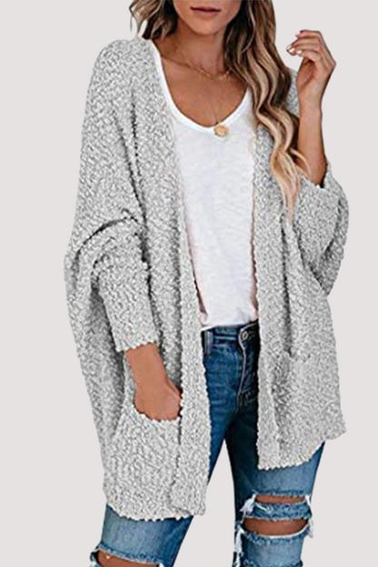 Suéter casual con cuello en V y bolsillos sólidos (8 colores)