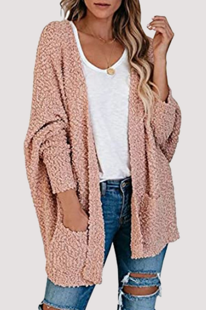 Suéter casual con cuello en V y bolsillos sólidos (8 colores)