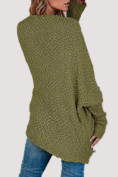 Suéter casual con cuello en V y bolsillos sólidos (8 colores)