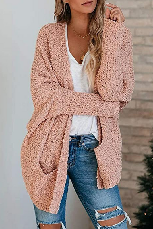 Suéter casual con cuello en V y bolsillos sólidos (8 colores)