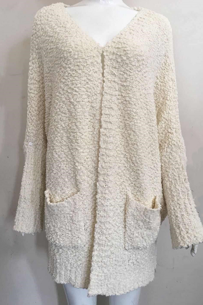 Suéter casual con cuello en V y bolsillos sólidos (8 colores)