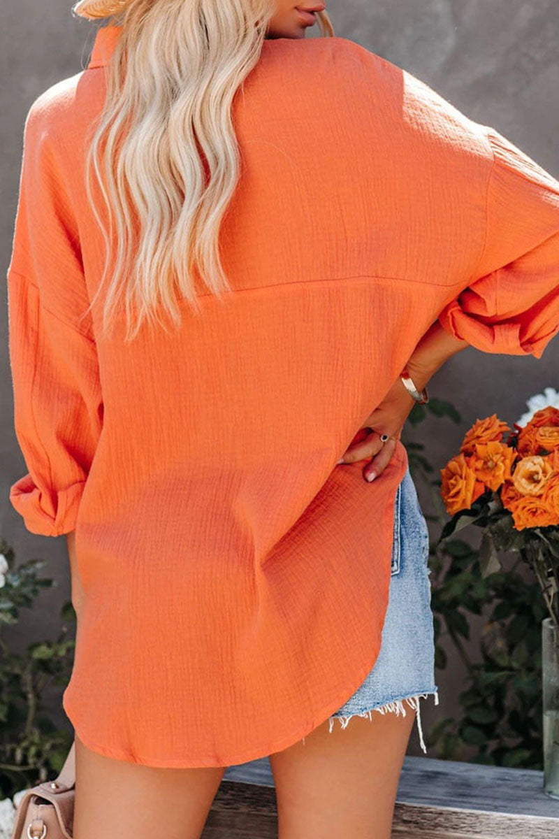 Blusa informal lisa con cuello vuelto y abertura en la parte superior (7 colores)