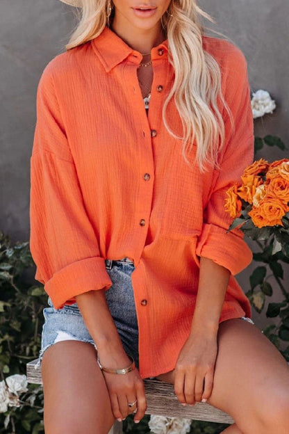 Blusa informal lisa con cuello vuelto y abertura en la parte superior (7 colores)