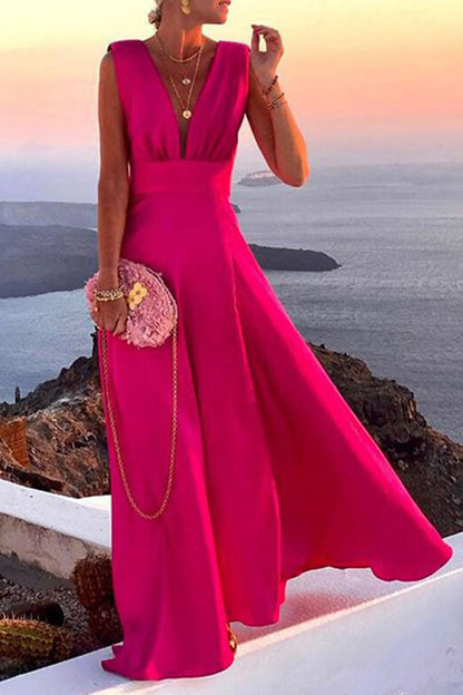 Vestidos de corte A con escote en V y estampado de simplicidad de moda (4 colores)