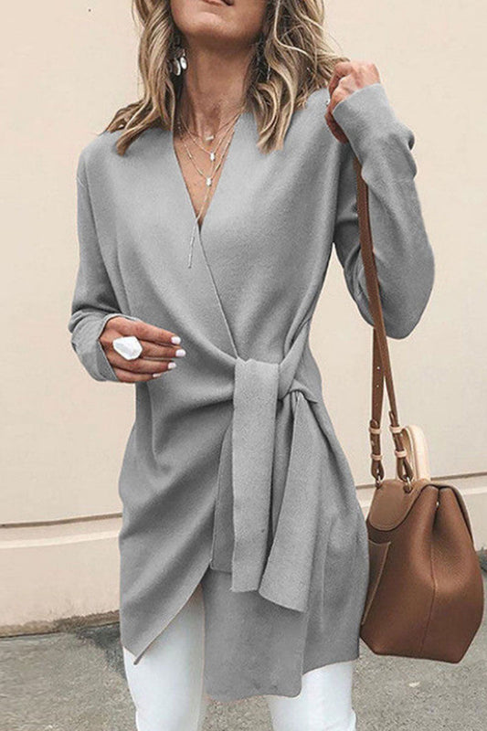 Prendas de abrigo informales de moda con cuello en V y parches lisos (4 colores)