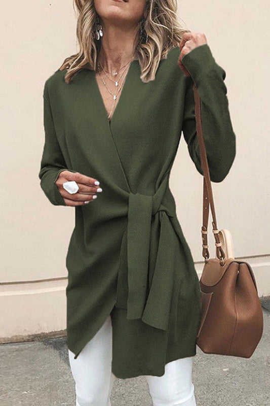Prendas de abrigo informales de moda con cuello en V y parches lisos (4 colores)