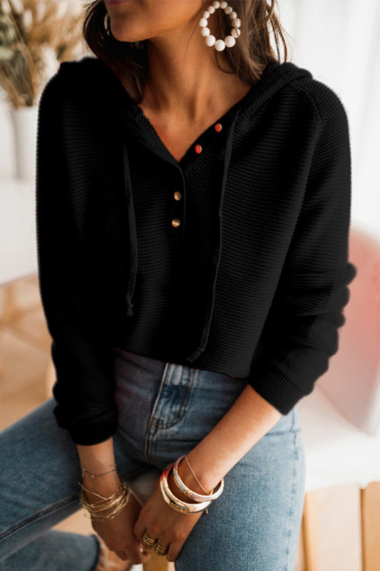 Tops casuales con capucha, cuello, hebilla y cordón ajustable de color sólido