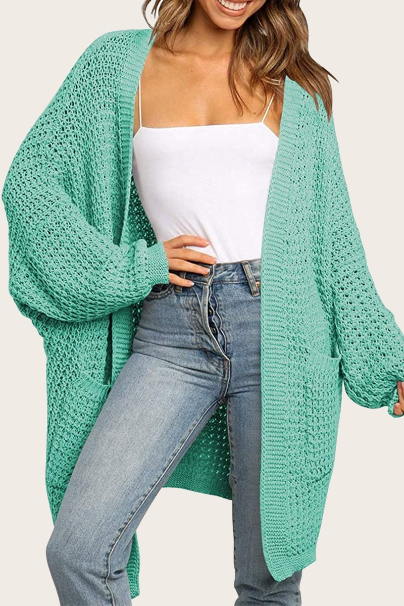 Suéter informal con cuello en V y bolsillos sólidos (10 colores)