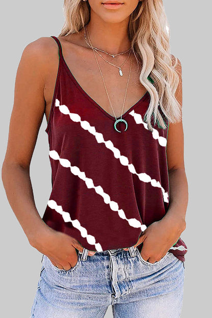 Casual Striped Print V Neck Tops(6 Colors)