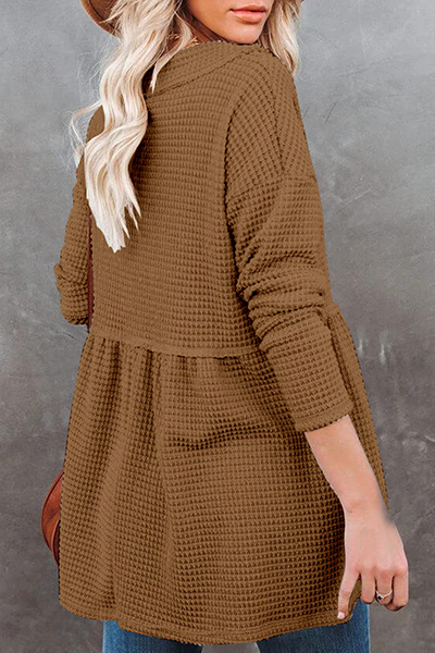 Tops casuales de cuello en V con pliegues y parches sólidos (7 colores)