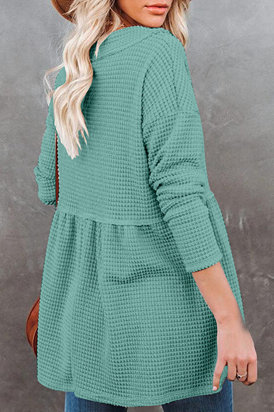 Tops casuales de cuello en V con pliegues y parches sólidos (7 colores)