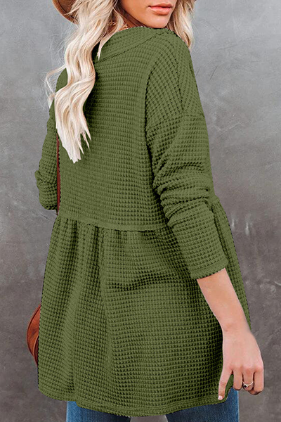 Tops casuales de cuello en V con pliegues y parches sólidos (7 colores)