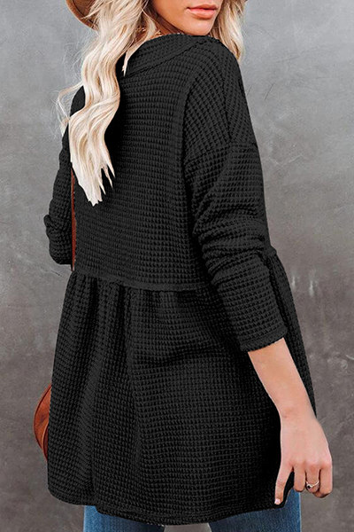 Tops casuales de cuello en V con pliegues y parches sólidos (7 colores)