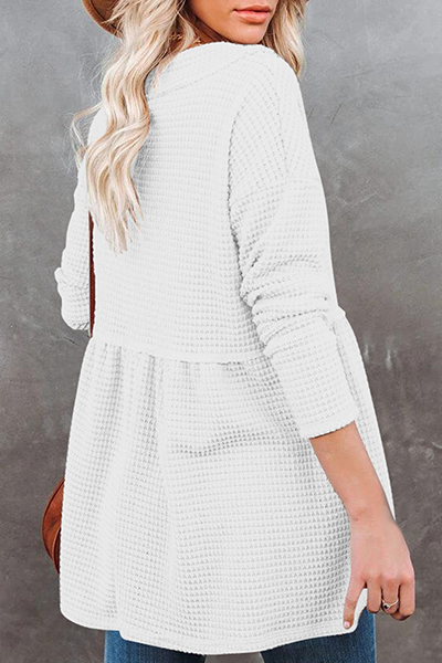 Tops casuales de cuello en V con pliegues y parches sólidos (7 colores)