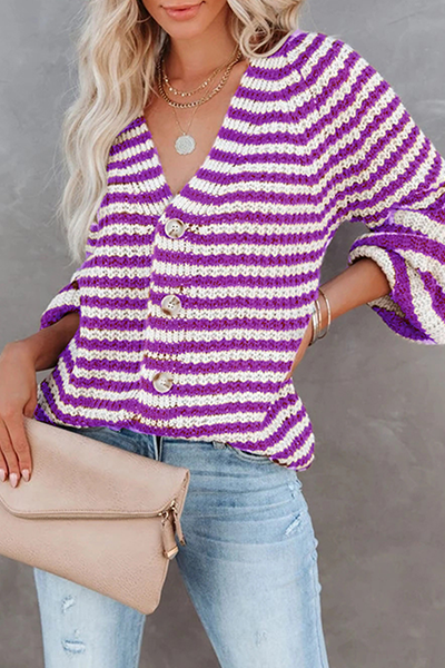 Tops casuales con cuello en V, hebilla y rayas divididas