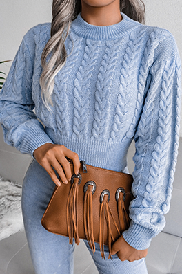 Casual Solid Patchwork O Neck Sweaters(3 Colors)