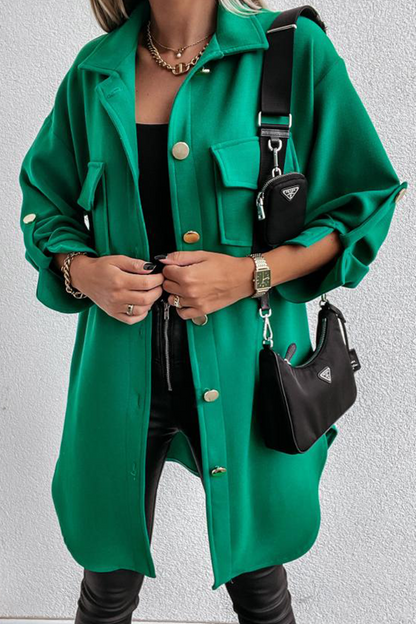 Prenda exterior informal con cuello vuelto, hebilla y bolsillo liso (3 colores)