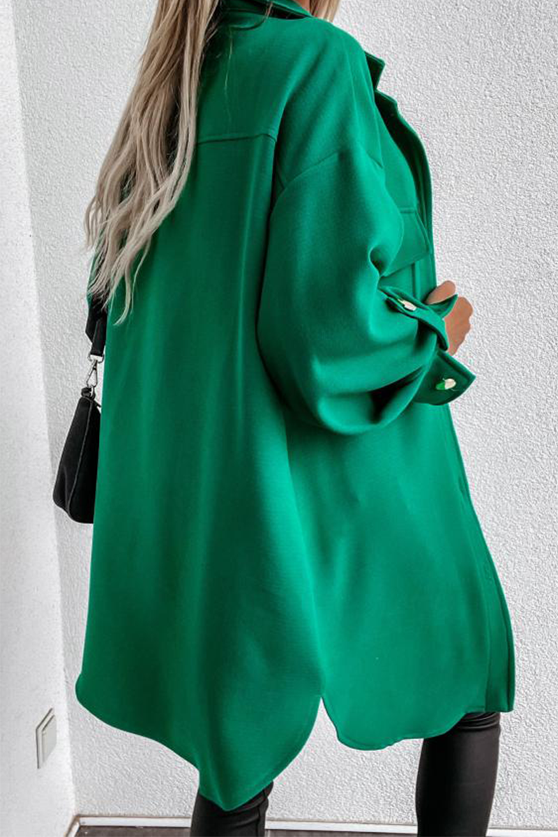 Prenda exterior informal con cuello vuelto, hebilla y bolsillo liso (3 colores)