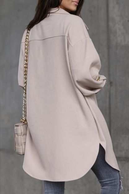 Prenda exterior informal con cuello vuelto, hebilla y bolsillo liso (3 colores)