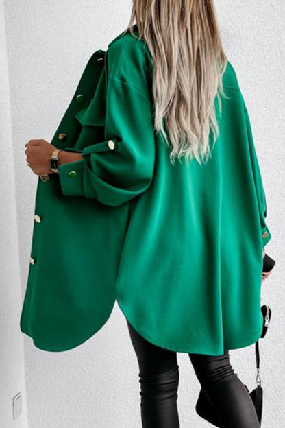 Prenda exterior informal con cuello vuelto, hebilla y bolsillo liso (3 colores)