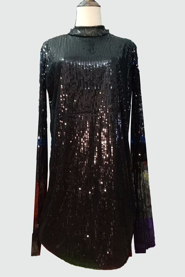 Elegant Solid Patchwork Mandarin Collar Dresses(3 Colors)