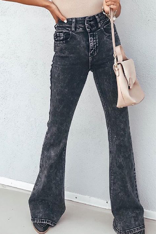 Pantalones lisos de calle con cintura alta y pierna ancha