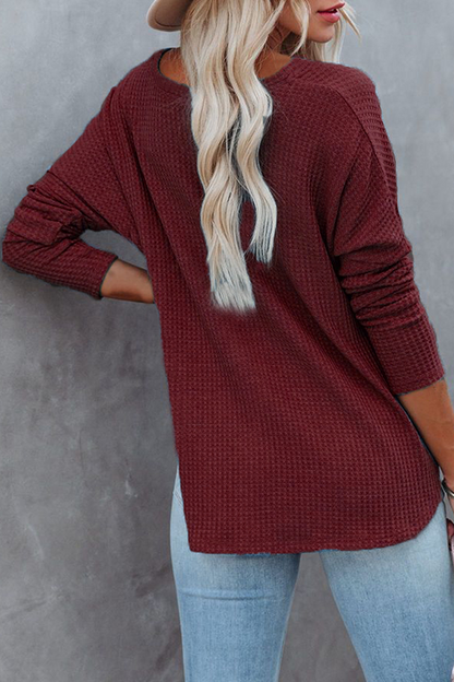 Tops casuales con cuello en V y hebilla sólida