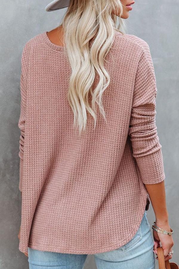 Tops casuales con cuello en V y hebilla sólida