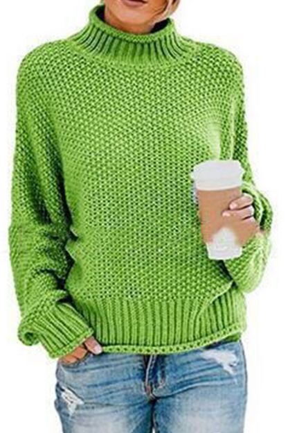 Tops casuales de cuello alto con parches sólidos