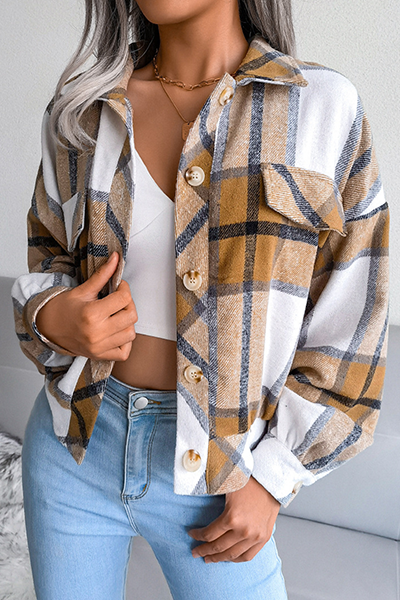 Prendas de abrigo informales con cuello vuelto y hebilla a cuadros (3 colores)