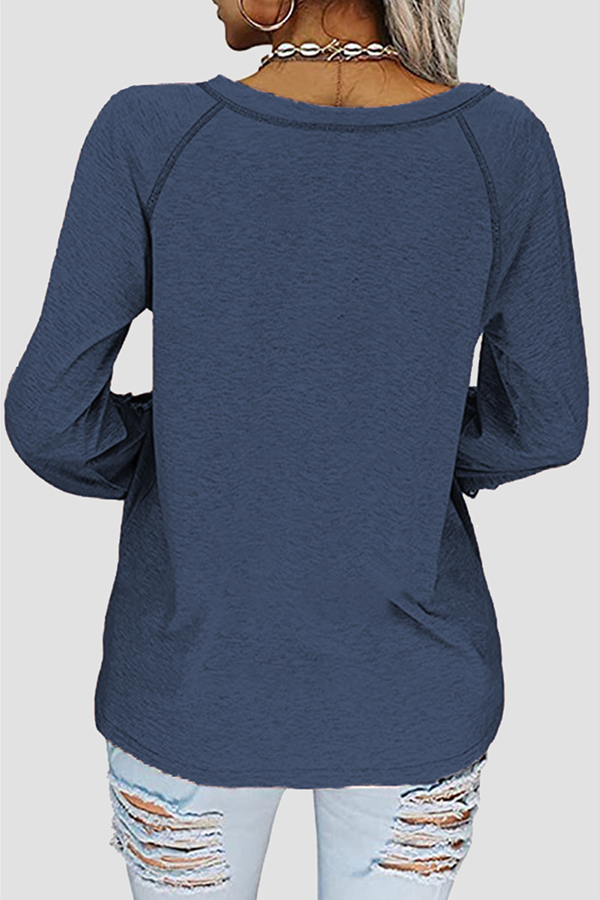 Casual Solid Lace Patchwork V Neck T-Shirts(6 Colors)