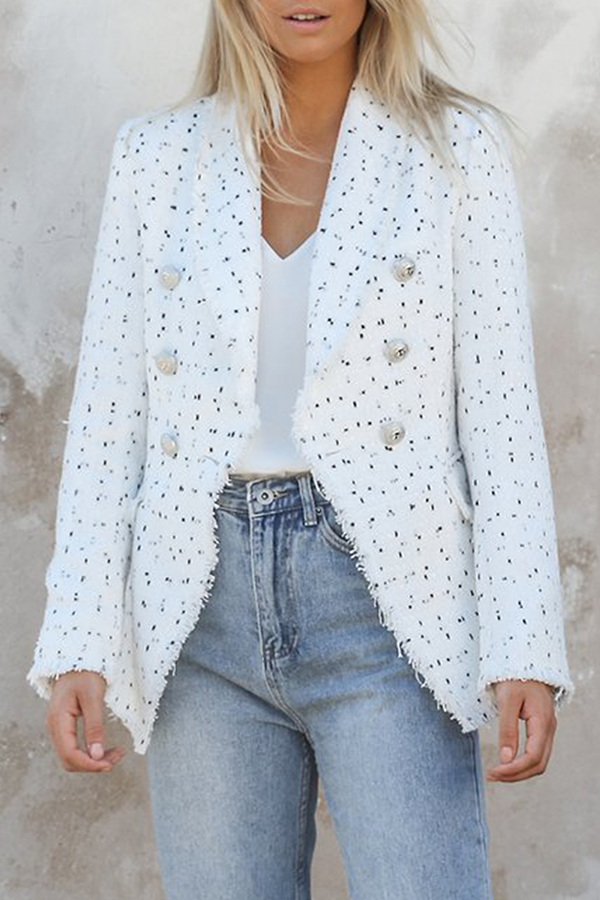 Prenda de abrigo informal con cuello vuelto, hebilla y retazos a cuadros (4 colores)