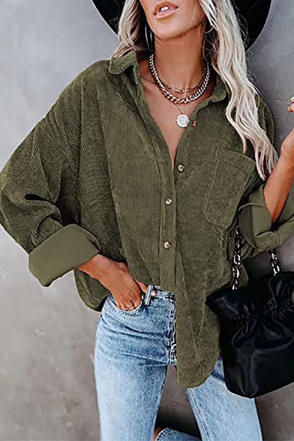 Tops casuales de calle con cuello vuelto y hebilla sólida (16 colores)