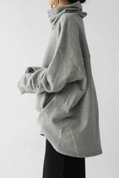 Sudadera informal de cuello alto con bolsillos y parches lisos (5 colores)