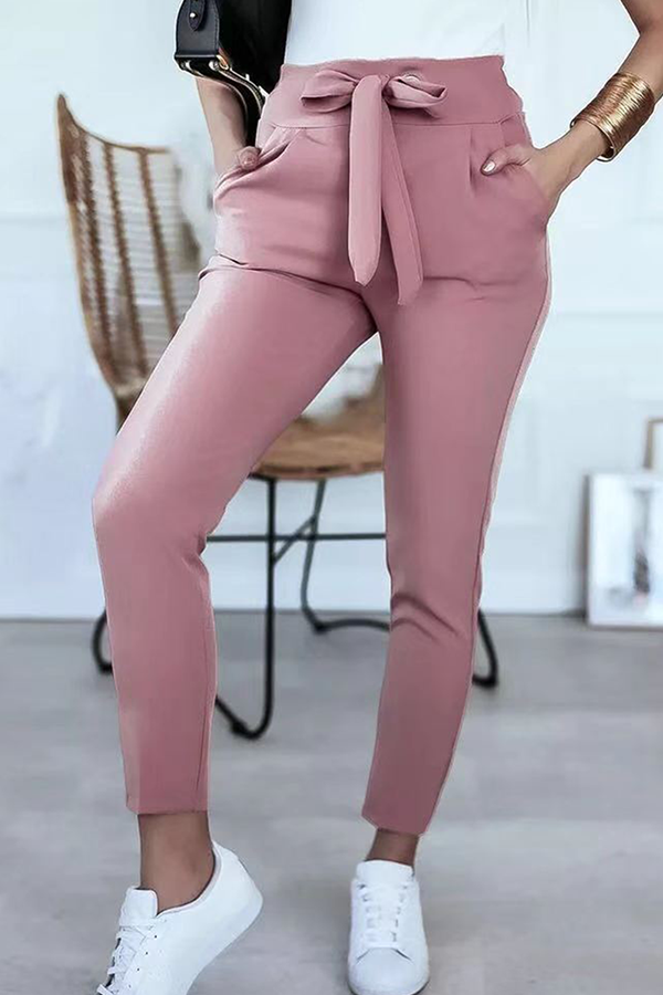 Pantalones casuales de color liso con diseño de tiras y patchwork (3 colores)