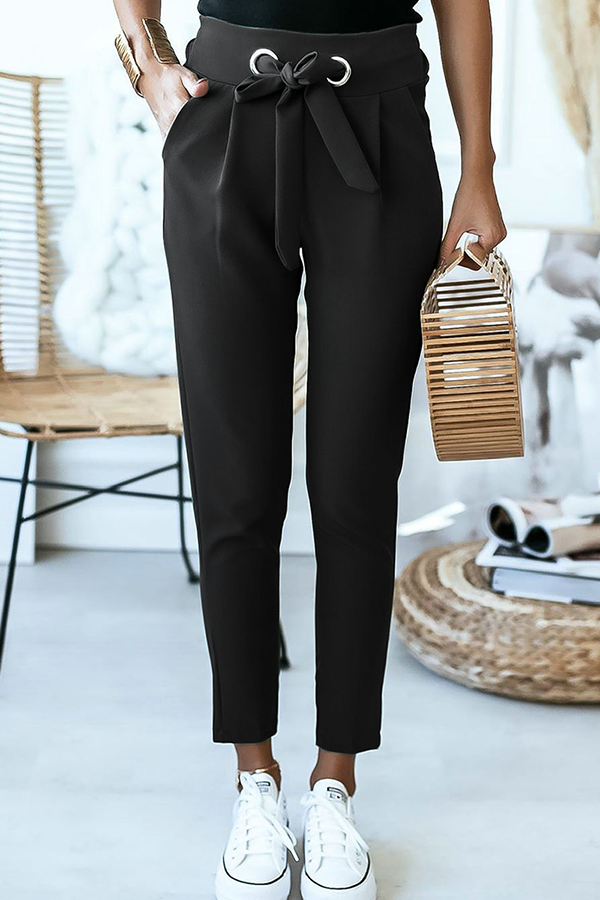 Pantalones casuales de color liso con diseño de tiras y patchwork (3 colores)