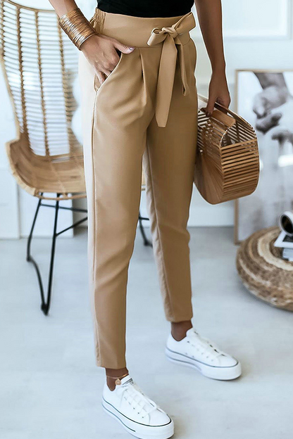 Pantalones casuales de color liso con diseño de tiras y patchwork (3 colores)